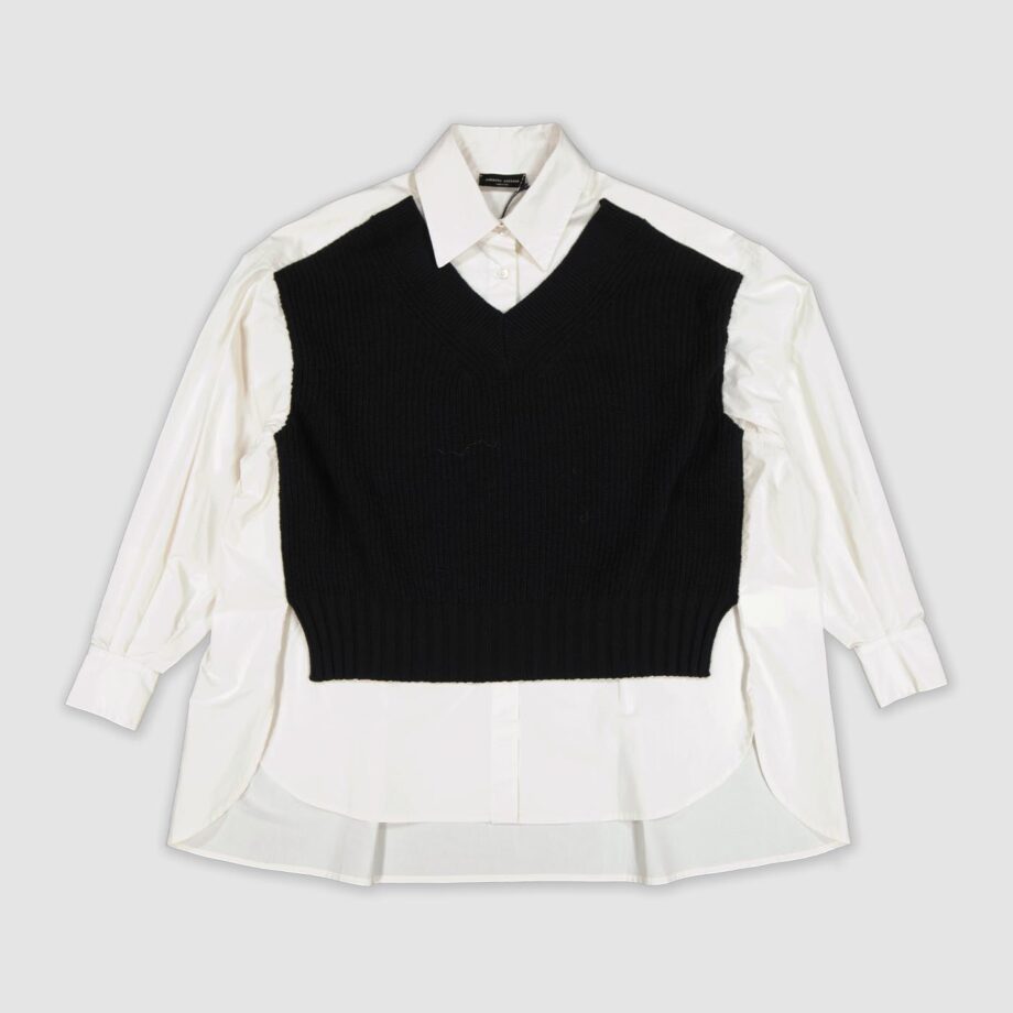 Roberto Collina Pullover V-Ausschnitt con camicia