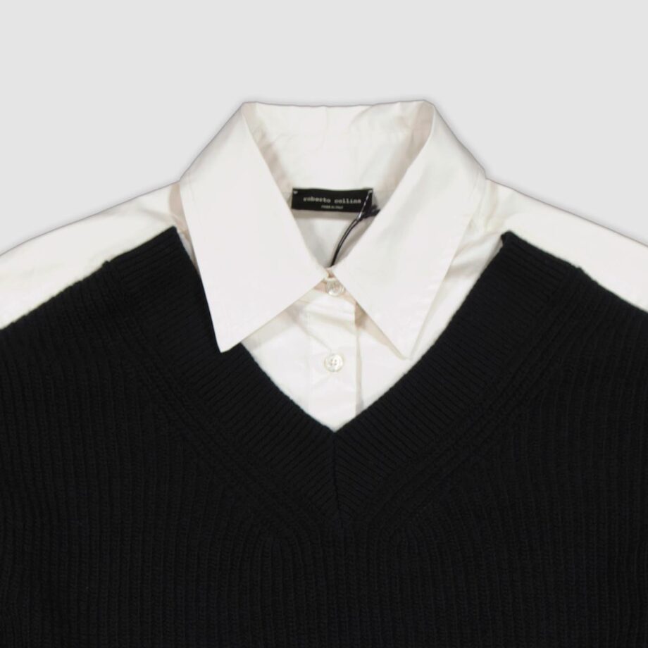 Roberto Collina Pullover V-Ausschnitt con camicia