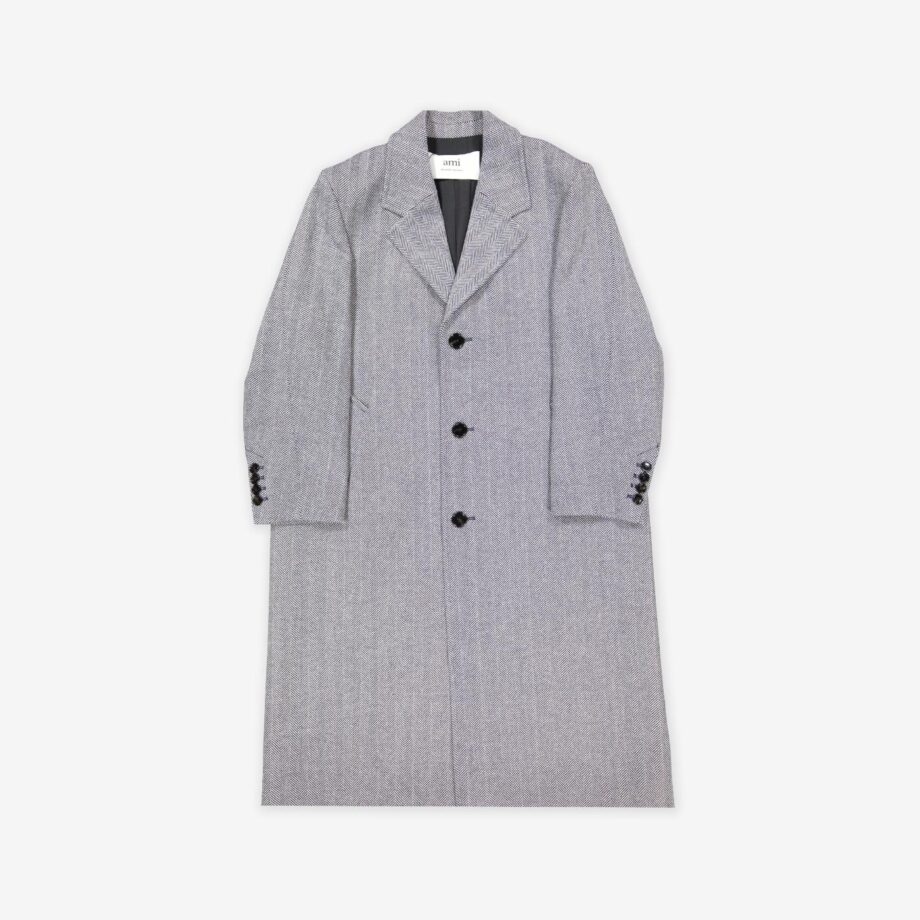 ami Mantel Oversized Herringbone Wool