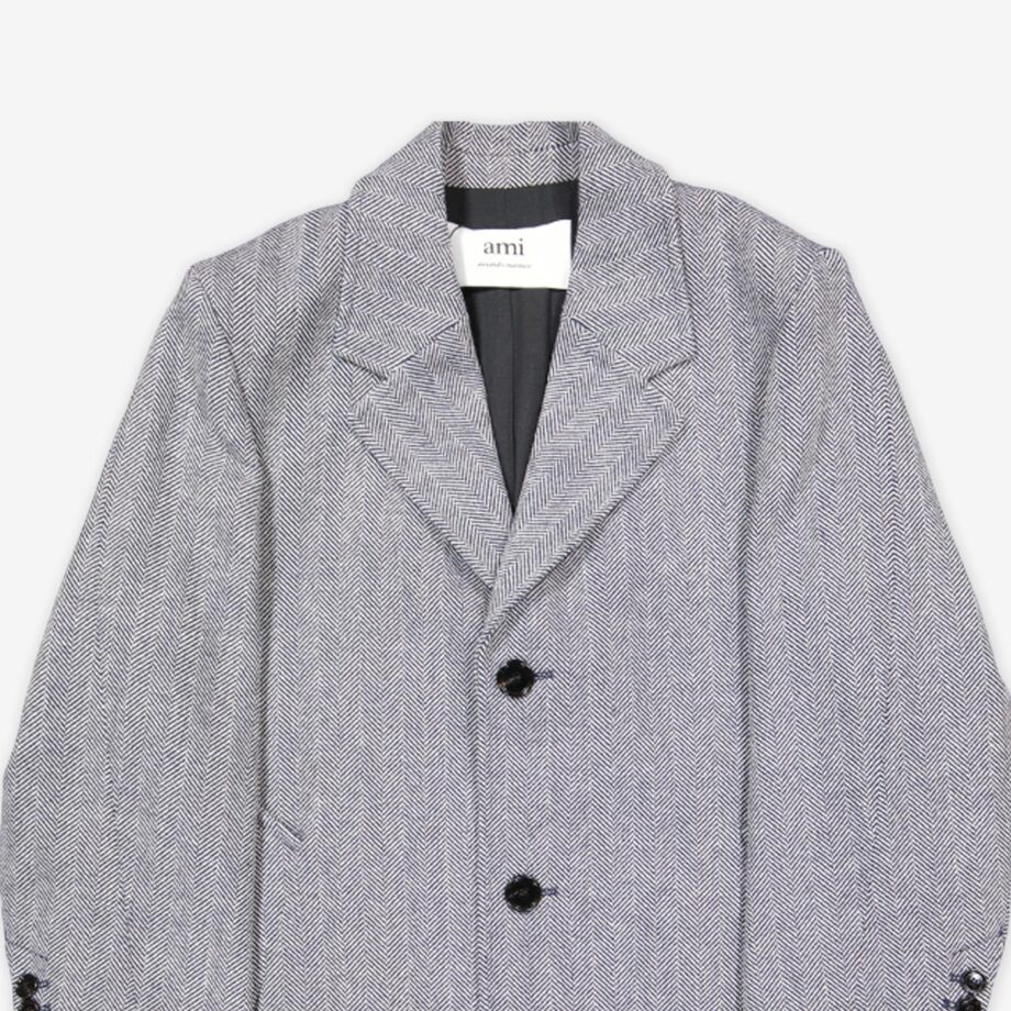 ami Mantel Oversized Herringbone Wool