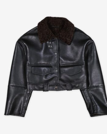 Nanushka Lederjacke Karla Regen Bonded Shearling