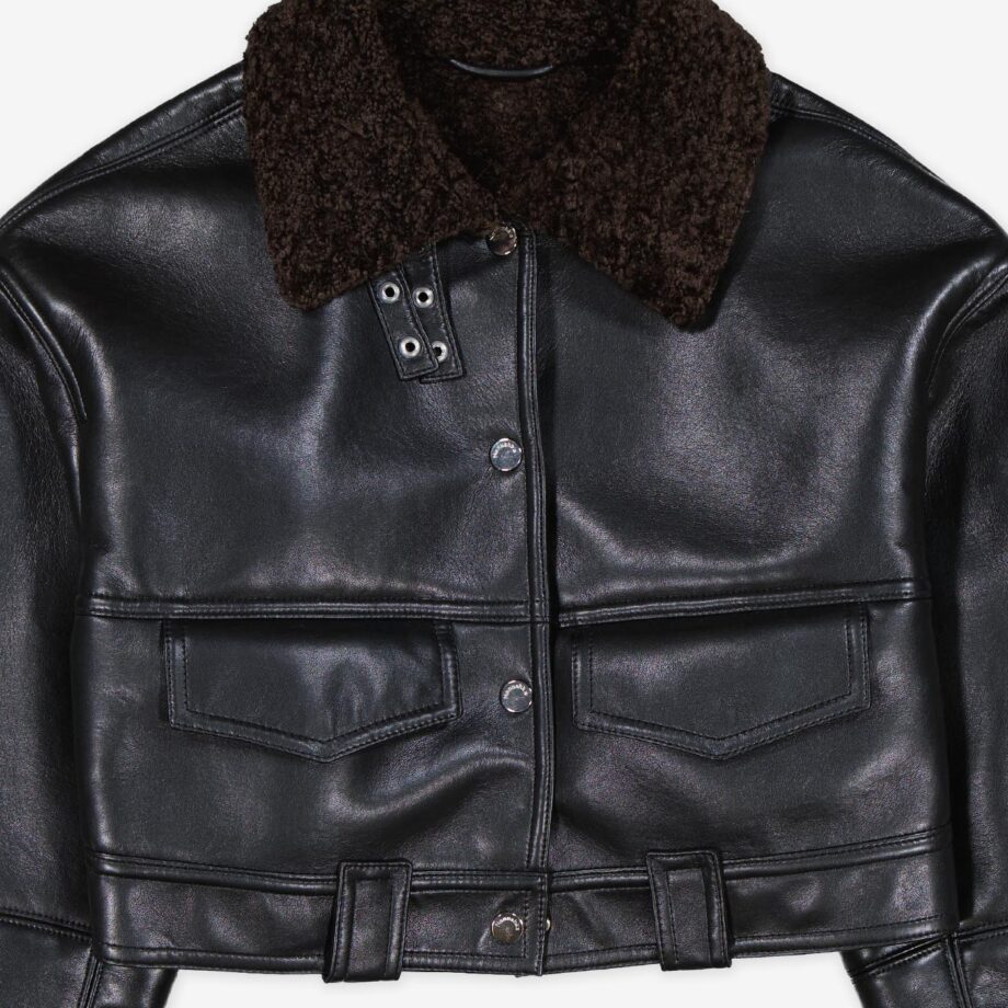 Nanushka Lederjacke Karla Regen Bonded Shearling