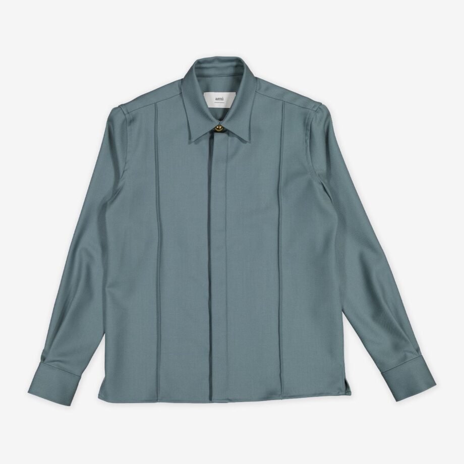 ami Hemd Classic Pintuck Wool Gabardine