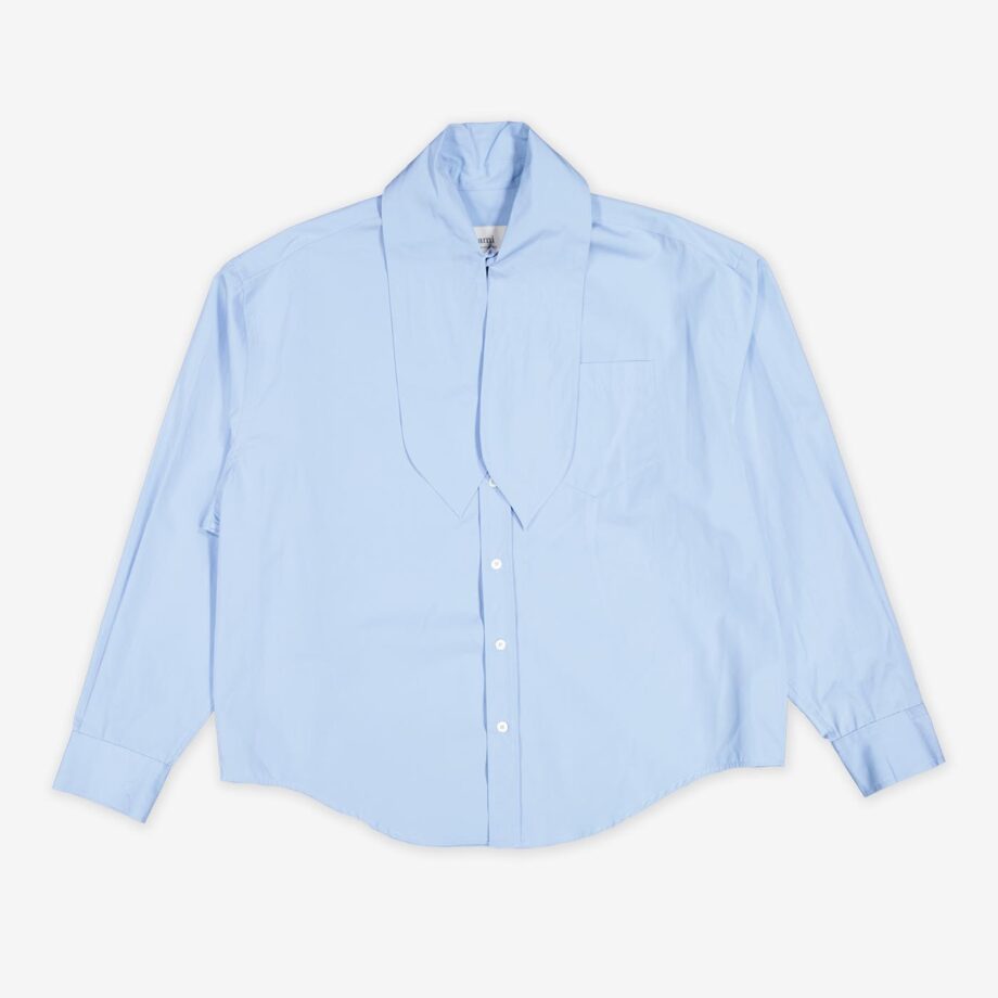 ami Bluse Boxy Scarf Collar Cotton Poplin