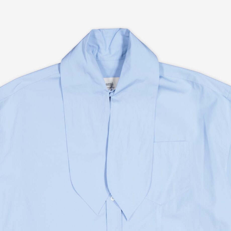 ami Bluse Boxy Scarf Collar Cotton Poplin