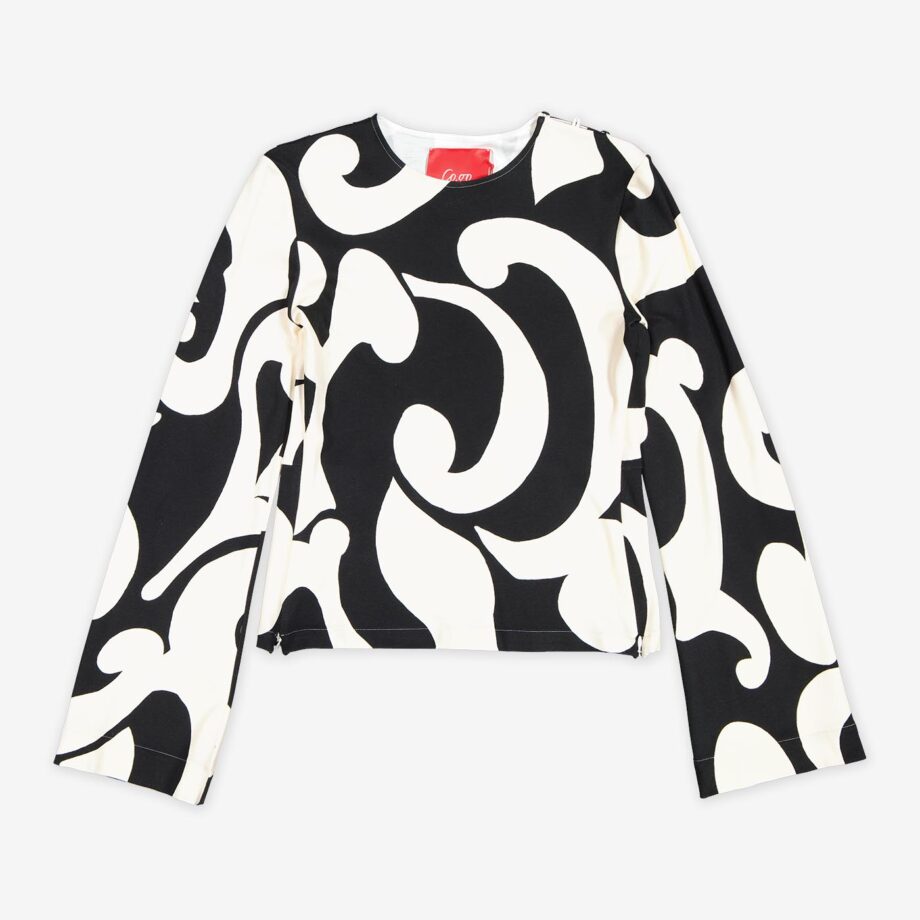 CO.GO Top L/A jersey monocrome curls